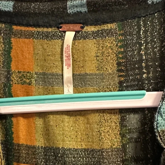 Free People Navy Agnes Floral Plaid Boho Tunic - Picture 2 of 5